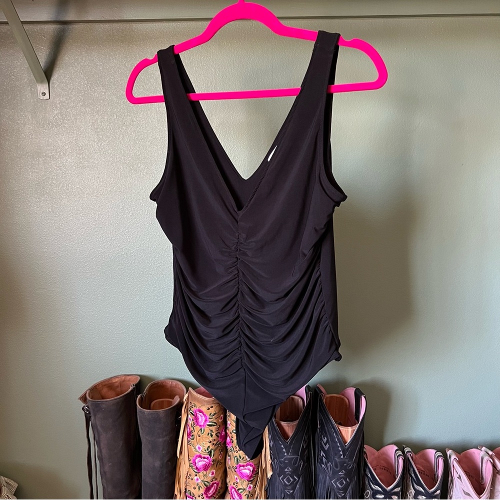 NWOT Leith Bodysuit Black Ruched Women's Large
